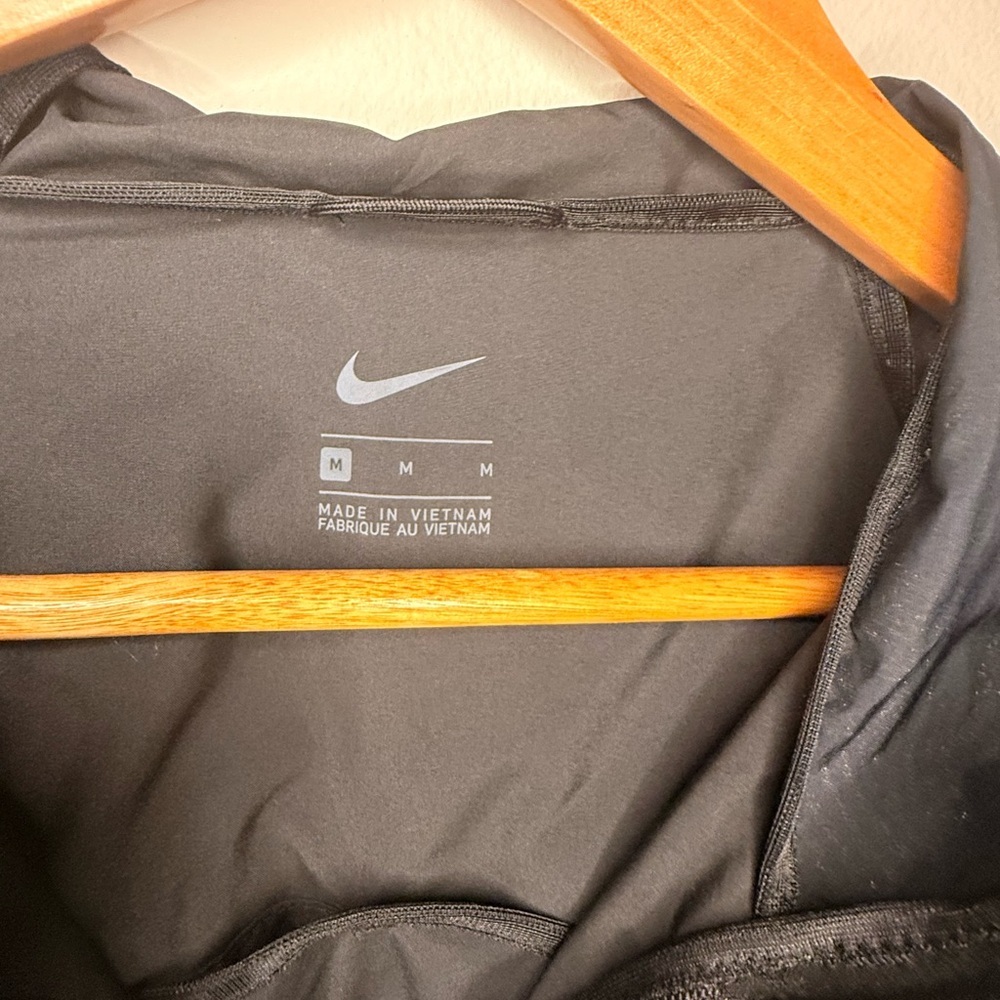 Nike Dri-FIT Quarter Zip Pullover Jacket Medium Black Geometric Sleeve Running - Picture 2 of 6
